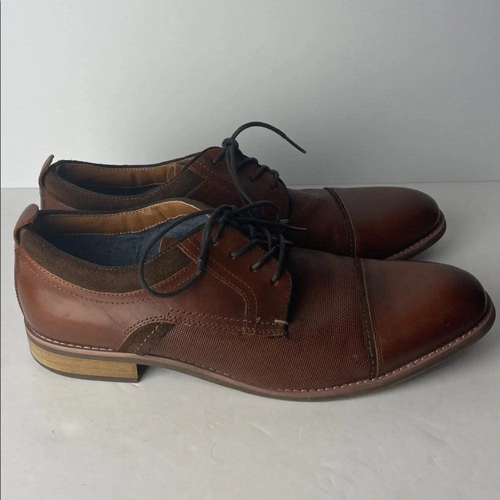 Sonoma Brown Leather Cap-Toe Dress Shoes
